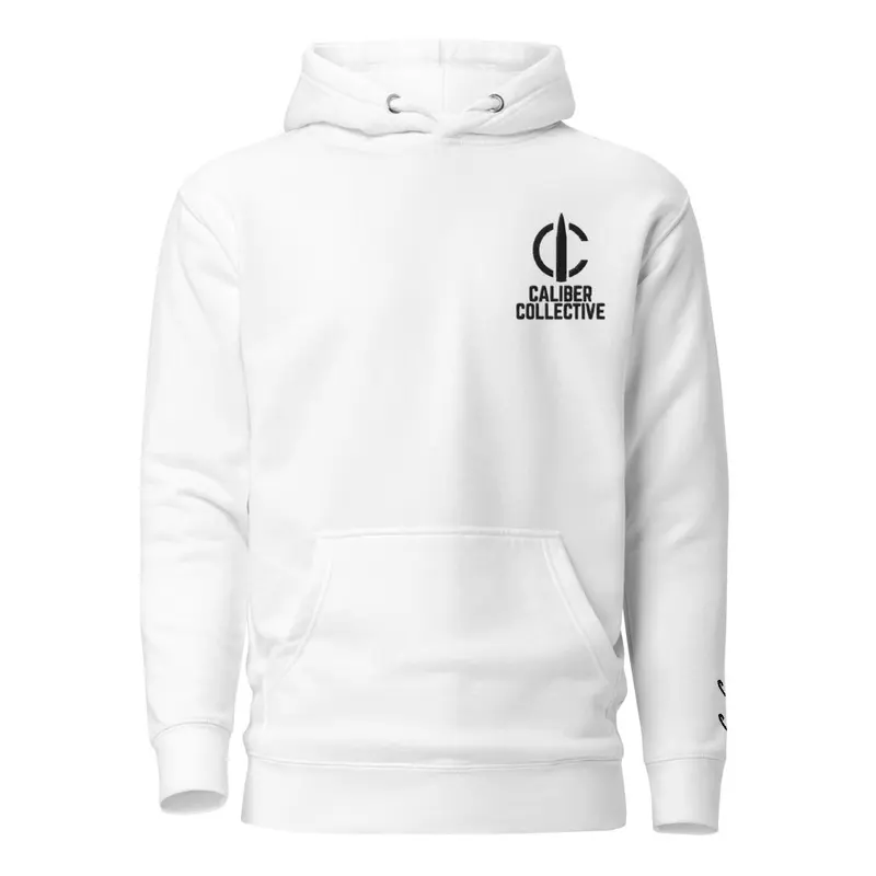 White Hoodie Black Embroidery